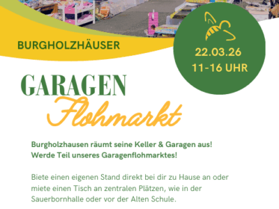 Anmelden zum Garagenflohmarkt Burgholzhausen